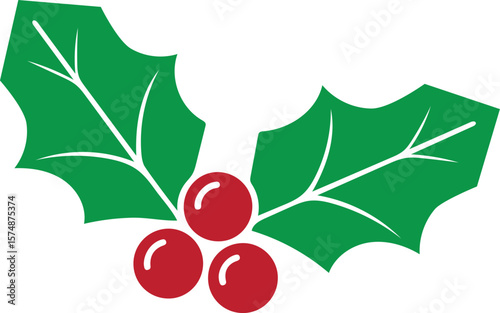  Christmas holly berry leaves. Christmas mistletoe icon. Cartoon holly leaves and berries. Mistletoe icon. Christmas Holly berry icon,Christmas holly vector art icon isolated on white background.