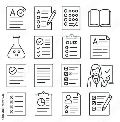 Education icon collection, learning design elements. academic and study symbols set