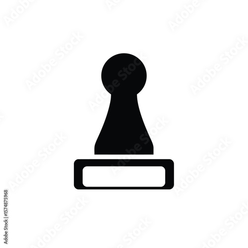 Black pawn icon on white background chess game