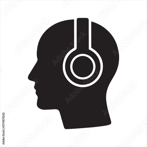 Silhouette of a Person Wearing Headphones Emphasizing Auditory Connection and Focus on Audio Experiences and Technological Integration