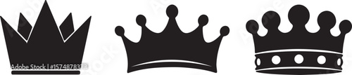 Black and white royal crown of thorns silhouette, a majestic symbol of authority and power