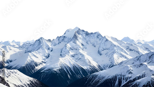 Snow Covered Mountain Peaks Isolated on White
