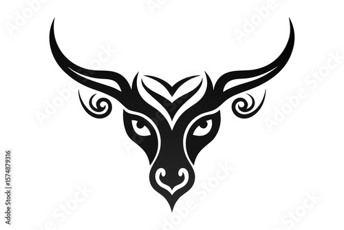 Tribal Bull Head Logo – Abstract Horned Animal Vector Symbol