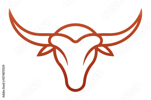 Minimal Longhorn Bull Logo – Western Steer Skull Outline Vector Design