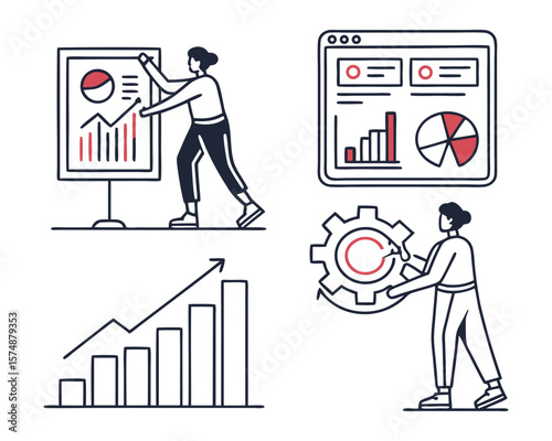 Data Analysis and Statistics Icon Set  A Minimalist Approach to Visualizing 