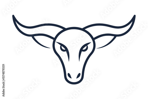 Outline Bull Skull Logo – Minimal Horned Animal Head Vector Icon