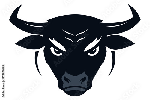 Aggressive Bull Head Logo – Strong Horned Animal Vector Icon
