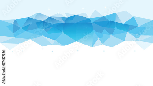 Abstract blue polygon pattern on a white background with a subtle gradient effect and small dots scattered