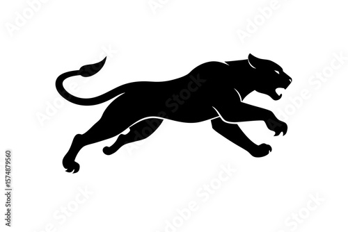 Black Panther Silhouette Logo – Wild Feline Animal Emblem Design