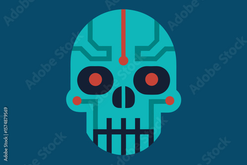Futuristic Cyber Skull Logo – Techno Skull Icon Design