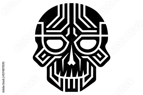 Cyber Skull Tech Logo – Futuristic Digital Skull Vector Design