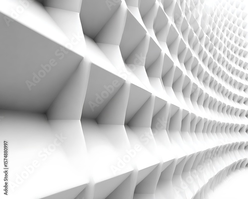 Abstract white geometric shapes with perspective