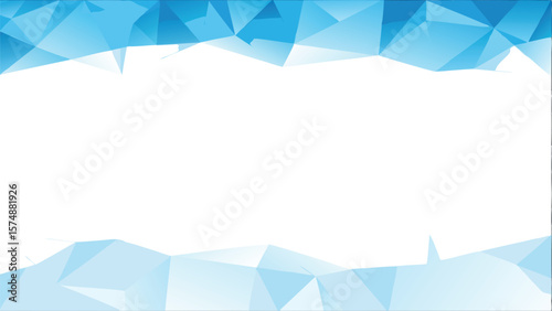 Abstract background with blue polygonal shapes framing a white central area with clean lines effect