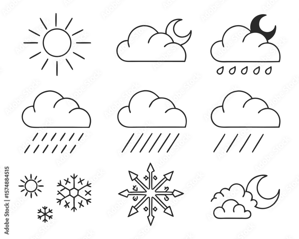 Fototapeta premium Set of 9 weather icons vector