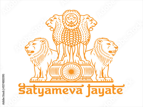 The state emblem of india featuring four lions and the national motto satyamev jayate