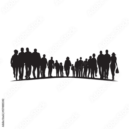 silhouetted crowd vector clip art doodle logo design illustration. people vector graphic collections.