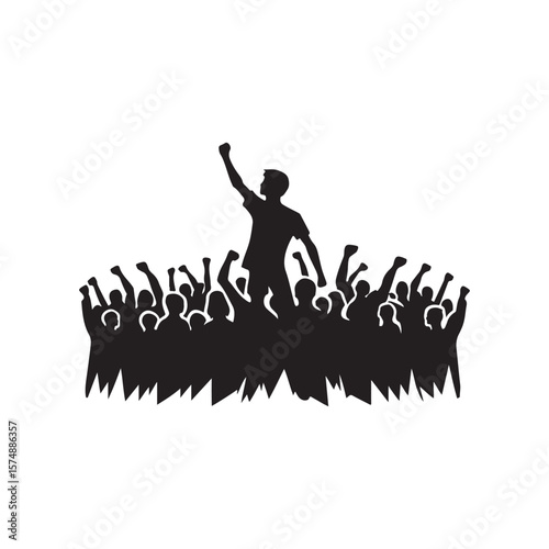 silhouetted crowd vector clip art doodle logo design illustration. people vector graphic collections.
