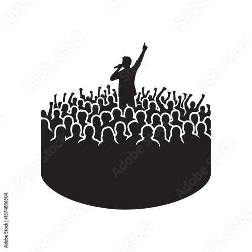 silhouetted crowd vector clip art doodle logo design illustration. people vector graphic collections.