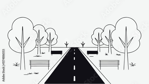 Roadside banner design featuring a park setting possibly advertising a local event real estate or community initiative utilizing a CMYK color scheme and Helvetica and