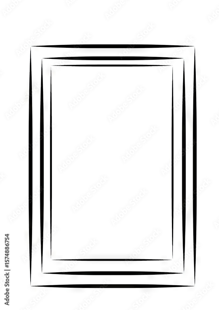 Empty picture frame with intricate borders in black and white design on white background Empty picture frame with intricate borders in black and white design on white background