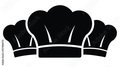 Culinary Expertise Three Chef Hats Symbol of Professional Cooking Skills, Restaurant, Food Service and Gastronomy