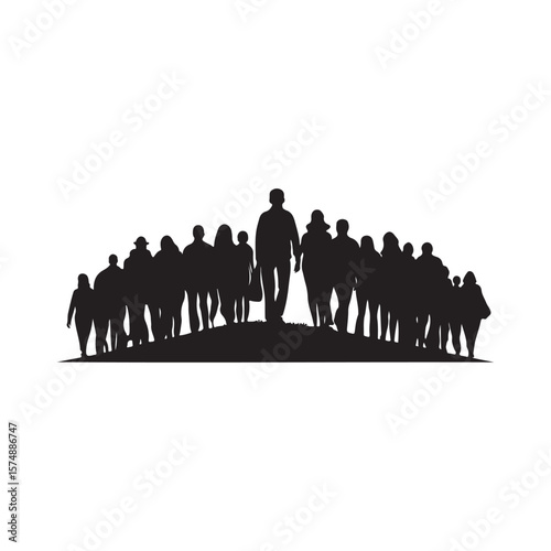 silhouetted crowd vector clip art doodle logo design illustration. people vector graphic collections.