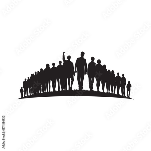 silhouetted crowd vector clip art doodle logo design illustration. people vector graphic collections.