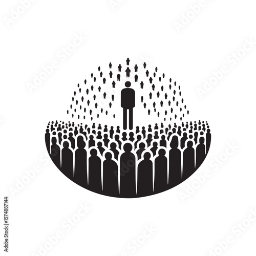 silhouetted crowd vector clip art doodle logo design illustration. people vector graphic collections.
