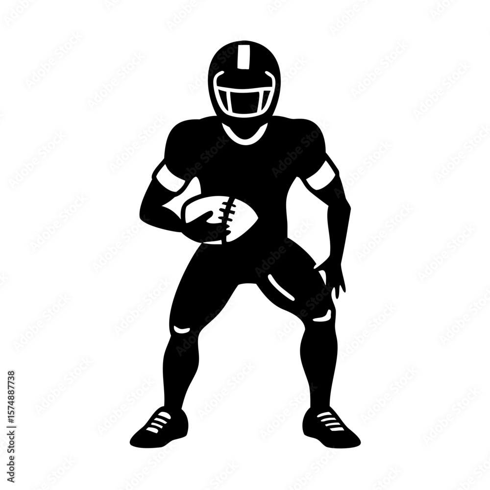 Obraz premium Football Player Standing with Ball – Vector Silhouette Graphic Isolated on Transparent Background