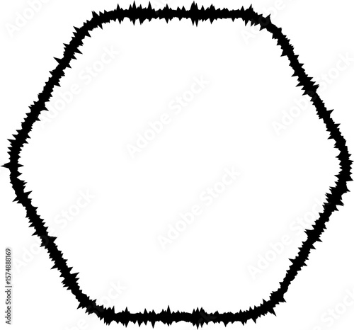 Stylized curved line forming a six-sided polygon with sharp protrusions at each vertex.