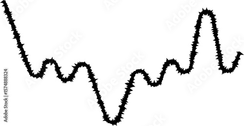 Zigzag pattern of erratic, sharp curved lines creating an uneven, chaotic design.