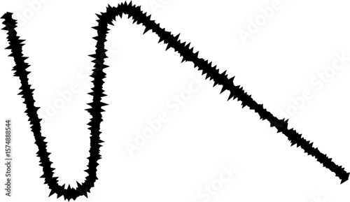 A line with sharp, spiky protrusions, creating a jagged design with dynamic movement.