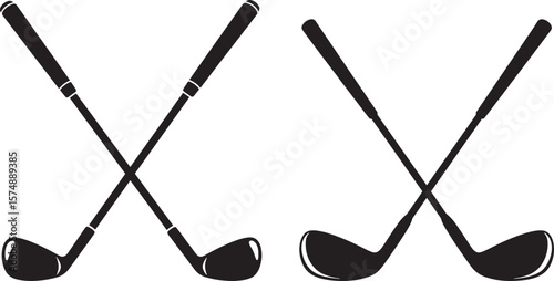 set of black and white golf club icons