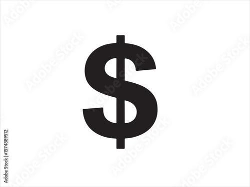 Bold black dollar sign symbol isolated on a clean white background