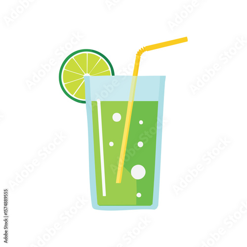 Refreshing and inviting lime soda drink in a glass