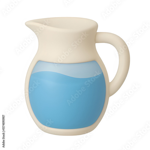 3d pitcher icon isolated on transparent background. Beverage or hydration concept