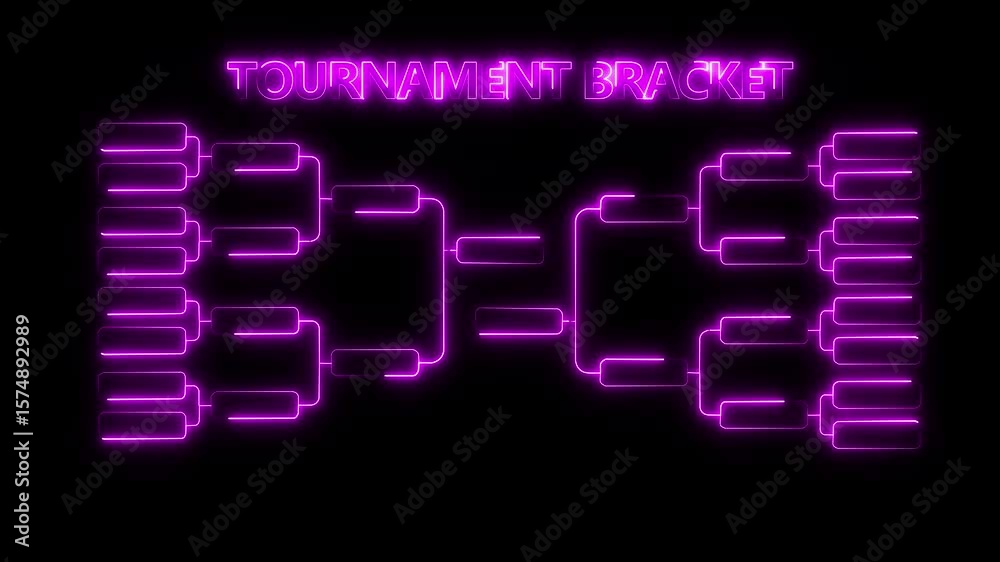 sports Tournament Bracket Concept. Tournament bracket icon with neon ...