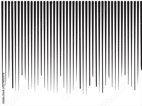 Abstract background of vertical black lines of varying lengths on white
