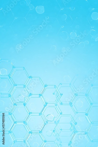 Blue abstract hexagons structure with waterdrops