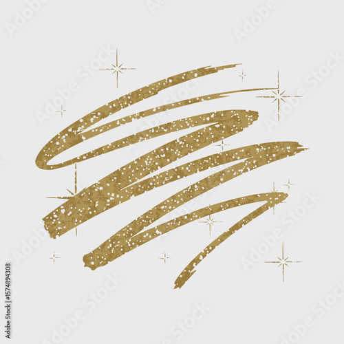 Minimal gold glitter brush strokes with sparkle effects – Suitable for luxury branding, invitations, or fashion graphics