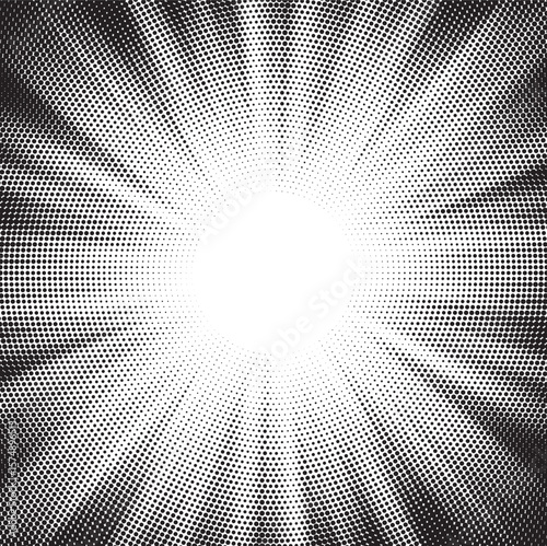 Halftone texture dot radial background, cartoon comic retro pop art dot border, halftone shadow