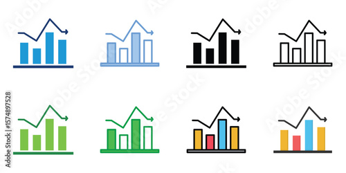 Fluctuate Icons Set Vector Multiple Style Collection