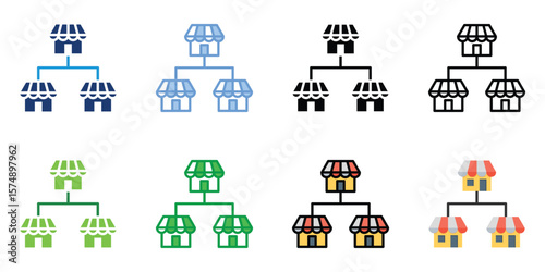 Franchising Icons Set Vector Multiple Style Collection