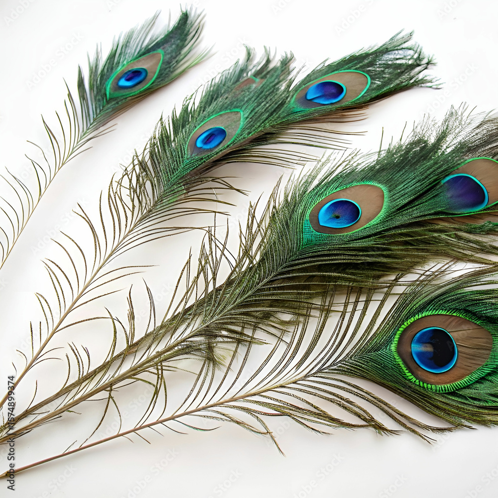 Fototapeta premium A majestic peacock on a white background.