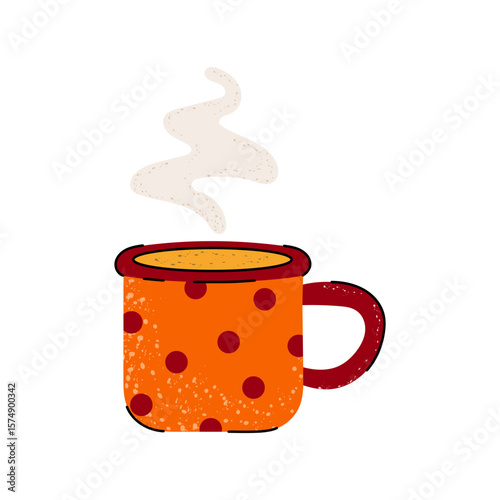Autumn and winter hot tea. Stylized cup with hot tea