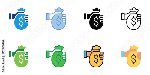 Funding Icons Set Vector Multiple Style Collection