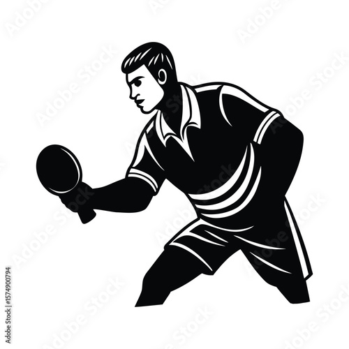 Vector Silhouette of Table Tennis Player