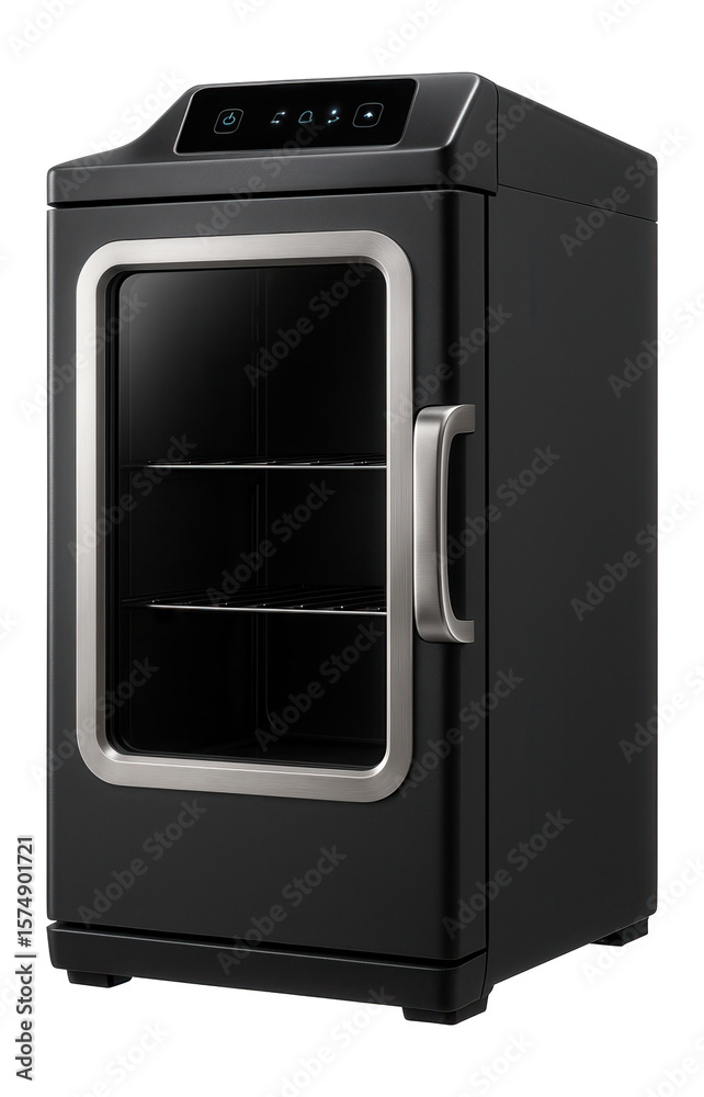 Fototapeta premium Electric smoker with a digital control panel, perfect for small cottages where space is limited.
