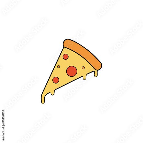 A slice of pepperoni pizza with melted cheese isolated on white
