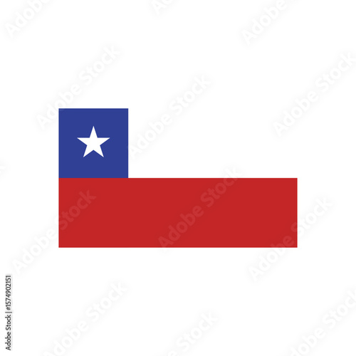 Illustration of the national flag of chile with a blue square and a white star on the upper left side